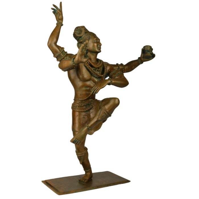 bhunes bronze panchaloha dancing shiva idol – nataraja chola art sculpture | traditional handmade silai for home & temple décor,brown, 26 inch, 1 piece