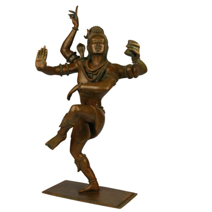 bhunes bronze panchaloha dancing shiva idol – nataraja chola art sculpture | traditional handmade silai for home & temple décor,brown, 26 inch, 1 piece