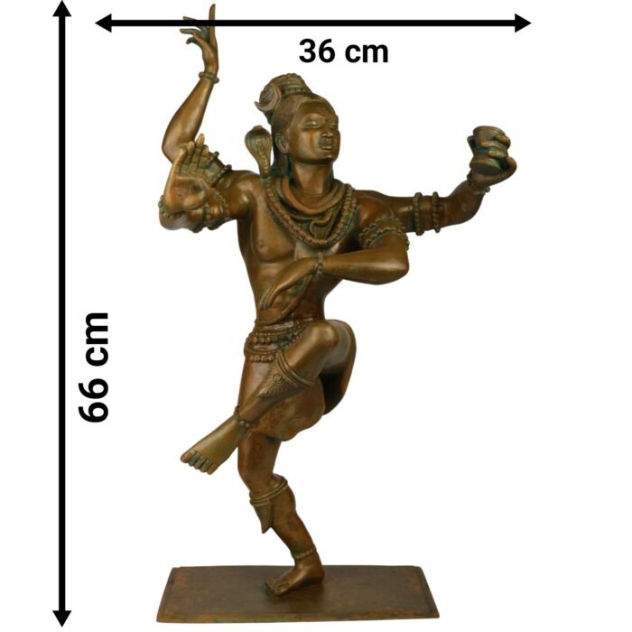 bhunes bronze panchaloha dancing shiva idol – nataraja chola art sculpture | traditional handmade silai for home & temple décor,brown, 26 inch, 1 piece