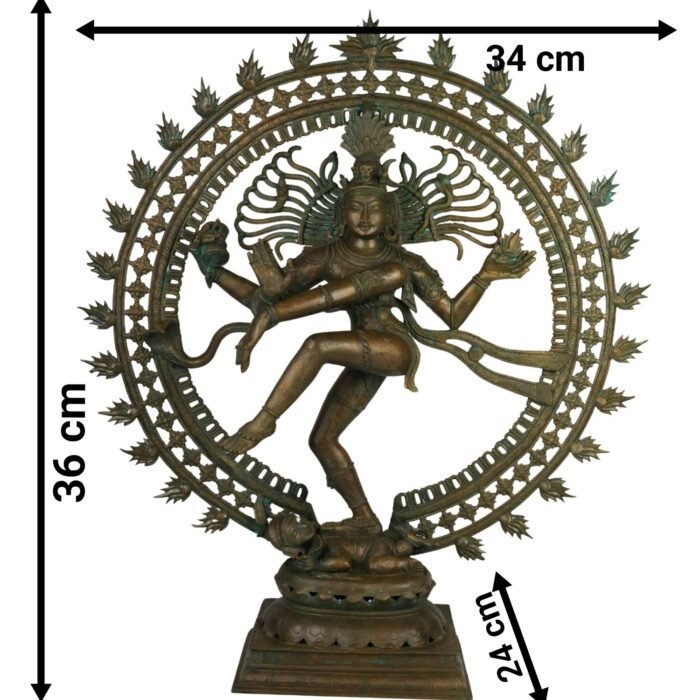 bhunes bronze panchaloha nataraja – chola dynasty inspired dancing shiva statue | antique hindu temple idol,brown, 14 inch, 1 piece