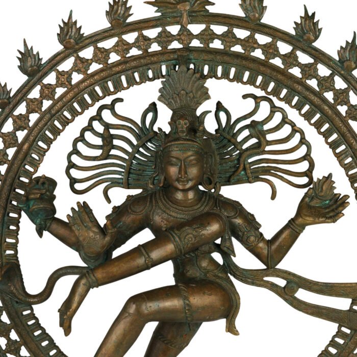 bhunes bronze panchaloha nataraja – chola dynasty inspired dancing shiva statue | antique hindu temple idol,brown, 14 inch, 1 piece