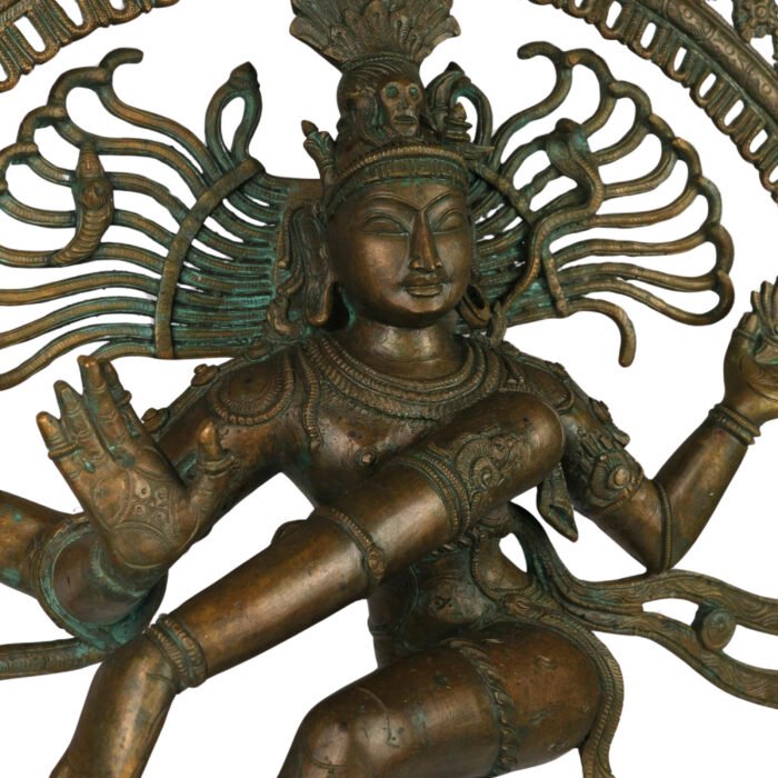 bhunes bronze panchaloha nataraja – chola dynasty inspired dancing shiva statue | antique hindu temple idol,brown, 14 inch, 1 piece