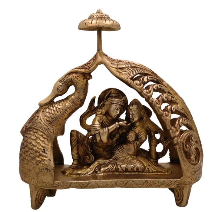 bhunes brass radha krishna idol – handcrafted murti for home, temple & gifting,gold, 9.5 inch, 1 piece