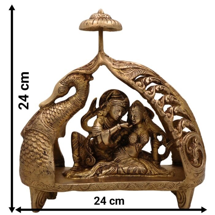 bhunes brass radha krishna idol – handcrafted murti for home, temple & gifting,gold, 9.5 inch, 1 piece