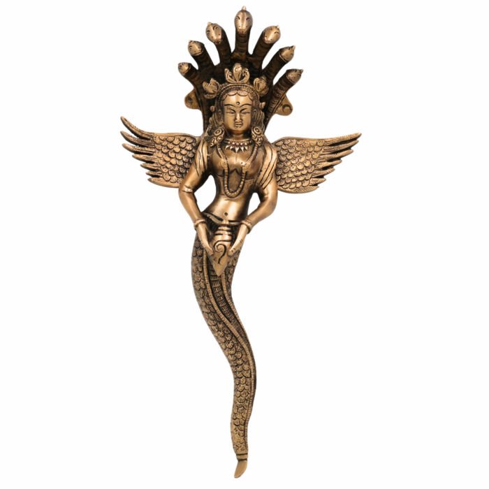 bhunes brass naga kanya statue, nagkanya idol, nag devi statues| snake women idol, brass serpent goddess, nag-kanya, mansa devi,gold, 14 inch, 1 piece