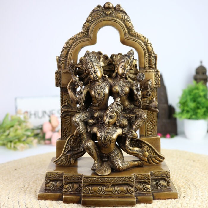 bhunes brass | vishnu idol | lord vishnu | vishnu idol brass | vishnu | murti | idol | brass vishnu with garud dev | brass narayan idol | lakshminarayan| lakshmi narayan,gold, 12.5 inch, 1 piece