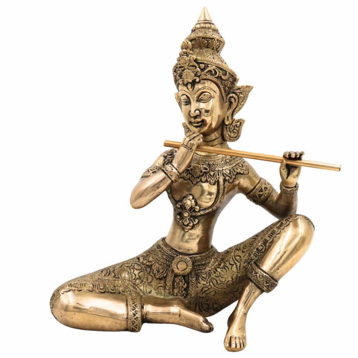 bhunes brass decorative sculpture, brass beautiful musical set, musical man, brass decoratives,gold, 12 inch, 1 piece