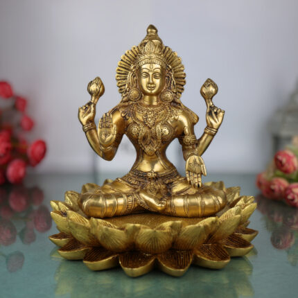 Brass Lakshmi on Lotus