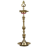 Brass Table Lamp, Handcrafted Peetal Pittal Pooja Lamp, Decorative LED Table Light, Home, Temple & Office Spiritual Decor, Gold, 26 Inch, 1 Piece - Image 3