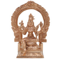 Bronze Rajarajeshwari Idol with Prabhavali, Raja Rajeshwari Murti, Panchaloha Goddess Statue, Lalitha Tripura Sundari, Chola Art Sculpture, Gold, 6.5 Inch, 1 Piece - Image 2
