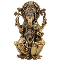 Brass Ganesha Idol, Handcrafted Vinayaka Murti, Siddhivinayak, Ganapati Statue for Home Temple, Pooja, Decor & Gifts, Gold, 4 Inch, 1 Piece - Image 2