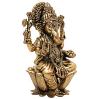 Brass Ganesha Idol, Handcrafted Vinayaka Murti, Siddhivinayak, Ganapati Statue for Home Temple, Pooja, Decor & Gifts, Gold, 4 Inch, 1 Piece - Image 3