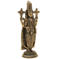 Brass Tirupati Balaji Idol, Venkateswara Murti, Lord Balaji Statue For Car Dashboard, Srinivasa Vigraham for Pooja, Home Decor & Gifts, Gold, 4 Inch, 1 Piece - Image 3