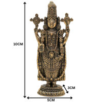 Brass Tirupati Balaji Idol, Venkateswara Murti, Lord Balaji Statue For Car Dashboard, Srinivasa Vigraham for Pooja, Home Decor & Gifts, Gold, 4 Inch, 1 Piece - Image 6
