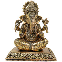 Brass Handcrafted Ganesha Idol, Siddhivinayak, Vinayaka Murti, Ganapati Statue for Pooja, Home Decor & Gifts, Gold, 6 Inch, 1 Piece - Image 2