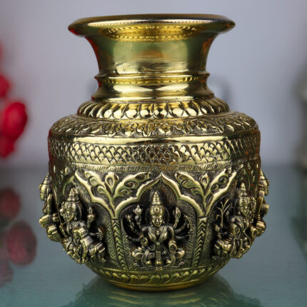 Brass Asta Lakshmi Kalash loota