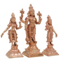 Bronze Vishnu with Sri Devi & Bhu Devi Idol | Handcrafted Murti for Pooja, Temple & Home Decor Set, Gold, 6.5 Inch, 3 Piece - Image 3