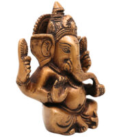 Brass Small Ganesha Idol | Handcrafted Ganesha Murti for Pooja, Home Decor & Gifts, Gold, 5 Inch, 1 Piece - Image 3