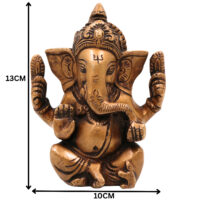 Brass Small Ganesha Idol | Handcrafted Ganesha Murti for Pooja, Home Decor & Gifts, Gold, 5 Inch, 1 Piece - Image 6