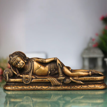 Brass Sleeping Hanuman Idol