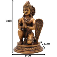 Brass Garud Dev Idol, Handcrafted Murti, Lord Vishnu’s Vehicle Statue for Pooja, Home Decor & Spiritual Gifts, Gold, 9 Inch, 1 Piece - Image 6