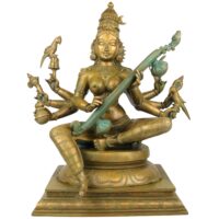 Bronze Handcrafted Matangi Idol | Maa Matangi / Matangi Devi / Shri Matangi Murti | Panchaloha / Chola Art Statue for Puja & Home Decor, Brown, 23.5 Inch, 1 Piece - Image 2