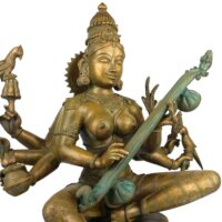 Bronze Handcrafted Matangi Idol | Maa Matangi / Matangi Devi / Shri Matangi Murti | Panchaloha / Chola Art Statue for Puja & Home Decor, Brown, 23.5 Inch, 1 Piece - Image 7