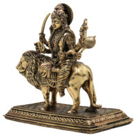 Brass Durga Idol | Handcrafted Goddess Durga Sculpture for Puja & Home Décor, Gold, 4.5 Inch, 1 Piece - Image 4