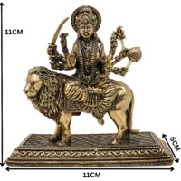 Brass Durga Idol | Handcrafted Goddess Durga Sculpture for Puja & Home Décor, Gold, 4.5 Inch, 1 Piece - Image 6