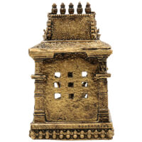 Brass Saraswati Idol | Handcrafted Sharada Murti with Temple | Veena Dhari Saraswati Pratima | Wisdom Goddess Statue | Home Decor & Pooja Showpiece, Gold, 3 Inch, 1 Piece - Image 5