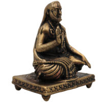 Brass Raghavendra Swamy Idol, Mantralaya Rayaru Murti, Guru Raghavendra Tirtharu Vigraham, Handcrafted Tamraloha Swamigal Statue for Pooja Decor, Gold, 1.5 Inch, 1 Piece - Image 3