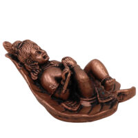 Copper Bal Krishna on Leaf Idol, Handcrafted Tamra Gopala Murti, Pure Tamraloha Baby Krishna Statue for Pooja, Home Decor, Brown, 1 Inch, 1 Piece - Image 3