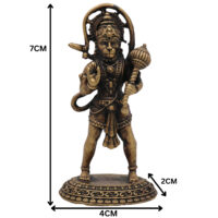 Brass Hanuman Idol, Pavanputra Anjaneya Murti, Bajrangbali Maruti Vigraha, Sankat Mochan Hanuman Statue, Handcrafted Peetal Pital Ram Bhakt Hanuman Moorti for Pooja Home Temple Décor, Gold, 3 Inch, 1 Piece - Image 6