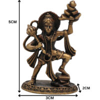 Brass Hanuman Idol, Pital Anjaneya Murti, Bajrangbali Sanjeevini Mountain Statue, Mahaveer Pavanputra Vigraha, Handcrafted Ram Bhakt Hanuman Moorti for Pooja Home Decor, Gold, 2 Inch, 1 Piece - Image 6