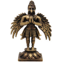 Brass Garuda Dev Idol, Handcrafted Vishnu Vahana Garudar Murti, Pakshiraja Vainateya Statue, Pital Garuda Bhagwan Vigraham for Puja & Home Decor, Gold, 3 Inch, 1 Piece - Image 2