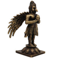 Brass Garuda Dev Idol, Handcrafted Vishnu Vahana Garudar Murti, Pakshiraja Vainateya Statue, Pital Garuda Bhagwan Vigraham for Puja & Home Decor, Gold, 3 Inch, 1 Piece - Image 3
