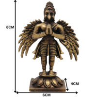 Brass Garuda Dev Idol, Handcrafted Vishnu Vahana Garudar Murti, Pakshiraja Vainateya Statue, Pital Garuda Bhagwan Vigraham for Puja & Home Decor, Gold, 3 Inch, 1 Piece - Image 6