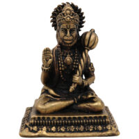 Brass Hanuman Idol, Pital Bajrangbali Murti, Handcrafted Anjaneya Vigraha, Sankat Mochan Maruti Statue for Puja, Home Temple & Gifts, Ram Bhakt Hanuman Moorti, Gold, 1.5 Inch, 1 Piece - Image 2