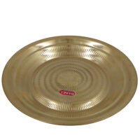 Brass Pooja Thali, Peetal Aarti Plate, Handcrafted Traditional Pital Puja Thambalam for Hindu Rituals, Temple & Home Worship, Gold, 2 Inch, 1 Piece - Image 3