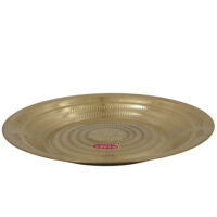 Brass Pooja Thali, Peetal Aarti Plate, Handcrafted Traditional Pital Puja Thambalam for Hindu Rituals, Temple & Home Worship, Gold, 2 Inch, 1 Piece - Image 4