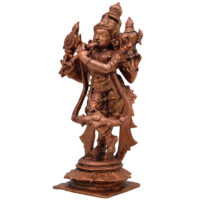 Copper Krishna Idol, Bal Gopal Statue, Gopal Murti, Radha Krishna Figurine for Pooja & Home Decor, Brown, 5.5 Inch, 1 Piece - Image 4