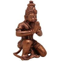 Copper Hanuman Sitting Idol, Tamra Bajrangbali Murti, Pavanputra Anjaneya Maruti Mahaveer Statue for Puja Home Decor, Brown, 3.5 Inch, 1 Piece - Image 3