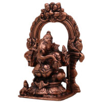 Copper Ganesha Prabhavali Idol, Handcrafted Tamra Ganapati Vinayaka Vighneshwar Murti for Pooja Room Decor & Spiritual Home Showpiece, Brown, 4 Inch, 1 Piece - Image 4