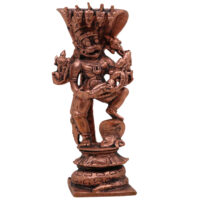 Copper Lakshmi Narasimha Idol, Tamra Narasimha Vigraham, Lakshmi Narsimha Murti for Pooja Home Decor, Narasimha Lakshmi Devata Statue, Brown, 4.5 Inch, 1 Piece - Image 2