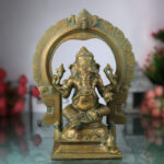 Bronze Ganesha Idol Vinayaka Ganapati Panchaloha Murti | Ekadanta Vighneshwar Lambodara Statue | Handcrafted Kansa Kanchu Panchdhatu South Indian Sculpture for Home & Temple, Brown, 10 Inch, 1 Piece