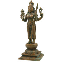 Bronze Raja Rajeshwari Idol Tripura Sundari Lalita Parameshwari Shodashi Sri Vidya Rajarajeshwari Devi Murti | Handcrafted Chola Art Shakti Sculpture for Home Temple Decor, Brown, 12.5 Inch, 1 Piece - Image 4