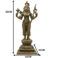 Bronze Raja Rajeshwari Idol Tripura Sundari Lalita Parameshwari Shodashi Sri Vidya Rajarajeshwari Devi Murti | Handcrafted Chola Art Shakti Sculpture for Home Temple Decor, Brown, 12.5 Inch, 1 Piece - Image 6