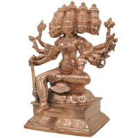Handcrafted Bronze Gayatri Devi Idol | Vedamata Gayatri Mata Panchaloha Murti | Chola Art South Indian Temple Sculpture, Gold, 9 Inch, 1 Piece - Image 4