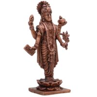 Copper Dhanvantari Vigraham, Lord Dhanwantri Ayurveda Devata Arogya Murti, Tamra Thamra Puja Sculpture for Home Worship, Brown, 3 Inch, 1 Piece - Image 3