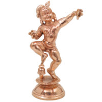 Bronze Ladoo Gopal Idol, Bala Krishna Bal Gopal Makhan Chor Panchaloha Style Divine Pooja Sculpture, Gold, 5.5 Inch, 1 Piece - Image 2